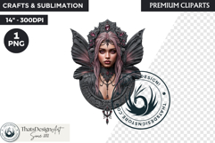 Pastel Goth Fairy Clipart, Black Pink PNG fantasy clipart Product Image 1