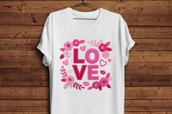 LOVE Floral Valentine PNG, Rose Valentine Shirt Design, Pink Product Image 5