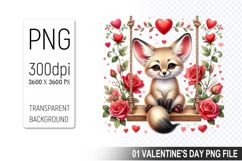 Valentine&#039;s Fox Cub Clipart PNG, Digital Download File Product Image 1