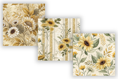 Sunflower Toile Digital Paper Pack, Vintage Floral Toile Product Image 4