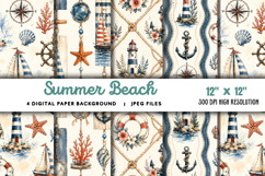 Summer Beach Ocean Waves Background JPG Product Image 1