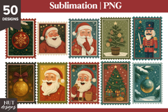 Christmas Bundle Postage Stamp 50 png Christmas illustration Product Image 5