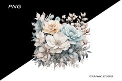 Blue and Rose gold FlowersPNG, Bouquet PNG Product Image 1