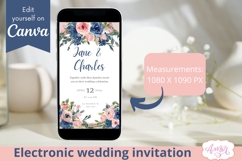 Navy and Blush Wedding Invitation Canva template Product Image 4