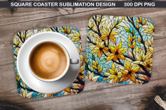Flowers Coaster Sublimation, Spring Flowers Coaster PNG Product Image 1