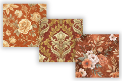 Rust Toile Digital Paper Pack, Vintage Floral Toile, Gingham Product Image 5