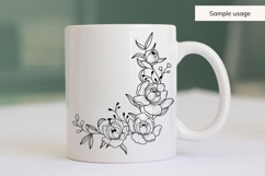 Hand Drawn Peonies Corner Border SVG Product Image 5