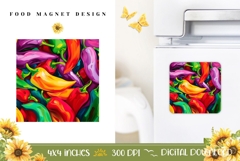 Spicy Magnet Design, Chili Peppers Magnet Template Product Image 1