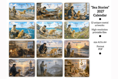 2027 Printable monthly Calendar "Sea Stories"/Wall Calendar Product Image 5