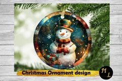Christmas snowman Ornament,Watercolor Ornament Sublimation Product Image 1