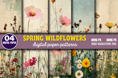 Spring Wildflowers Digital Paper PNG Product Image 1