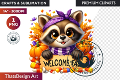 Autumn Cute animals with sign clipart Pumpkin thanksgiving Product Image 1