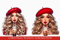 christmas woman clipart, christmas woman sublimation bundle Product Image 5