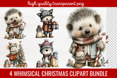 4 Whimsical Christmas Clipart | Cute Festive Holiday PNG Product Image 1