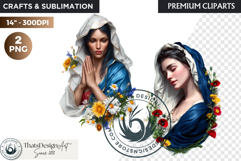 Floral Virgin Mary Clipart PNG, Mother with Jesus, bible Product Image 1