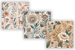 Boho Folk Floral Seamless Pattern, Bohemian Botanical Product Image 5