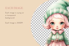 Pastel Pink and Green Christmas Clipart | Watercolor Png Product Image 5