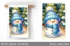 Snowman Kitchen Towel. Christmas Kitchen Towel Sublimation Product Image 1