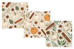Pumpkin Spice Botanicals Digital Paper, Seamless Pattern Product Image 5