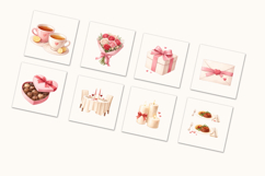 Romantic Valentine Watercolor Clipart Set, Couple Love PNG Product Image 5