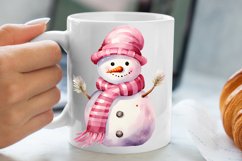 Cute Pink Christmas Snowman Sublimation Clipart Product Image 5