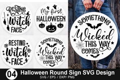Halloween Round Sign SVG Design - Something wicked this way Product Image 1
