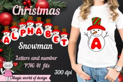 Snowman Christmas red Alphabet Clipart 26 Letters A-Z Product Image 1