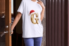Gold Christmas Alphabet Sublimation PNG Product Image 5