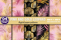 Pink and Gold Leopard Digital Background Paper PNG Product Image 5