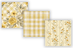 Baby Yellow Toile Digital Paper Pack, Vintage Floral Toile Product Image 5
