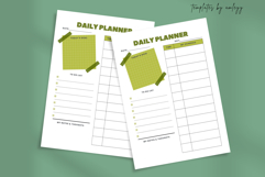 Printable Daily Planner Template, Aesthetic Green Grid Product Image 2