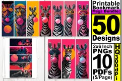 50x Funny Animals Sublimation Bookmark Bundle PNG Product Image 2