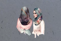 Hijabi Best Friends Clipart, Arab art, Best friends clipart Product Image 6
