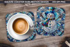 Snowman Coaster Sublimation, Christmas Coaster PNG Design Product Image 1