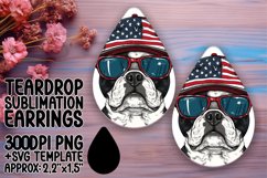 Dog with American Teardrop Earrings Flag Sublimation Design Product Image 1