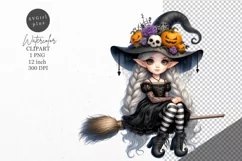 Halloween clipart, Witch elf clipart, Autumn clipart Product Image 1