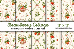 Strawberry Cottage Digital Paper JPG Product Image 1