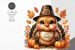 Thanksgiving clipart, Turkey clipart, Autumn clipart, Product Image 1