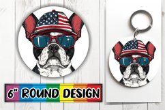 Dog with American Flag Round Keychain Sublimation Design Product Image 1