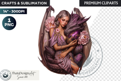 Fantasy Dragon witch clipart, enchantress, dragon egg queen Product Image 1