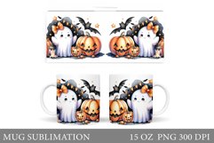 Cute Ghost Mug Design. Cute Halloween Sublimation Product Image 1