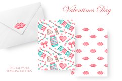 Valentine&#039;s day seamless pattern. Love, heart, kiss, arrow. Product Image 5