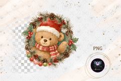 Christmas Teddy Bear Wreath PNG Product Image 1