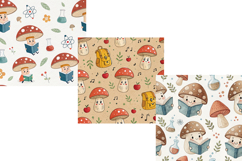 Back-to-School Scholastic Shrooms Digital Paper, Seamless Product Image 5