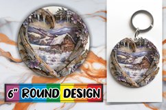 Holiday 3D Heart Frame Winter Scene Round Design Product Image 1