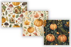 Cottagecore Pumpkin Patch Digital Paper, Seamless Watercolor Product Image 5