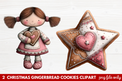 Christmas Gingerbread Cookies Clipart | Cute Holiday Cookie Product Image 1