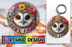 Dynamic Owl : 3D Sublimation Art Round, Keychain Product Image 1