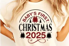 Baby's First Christmas 2025 SVG PNG| Christmas SVG Design Product Image 3