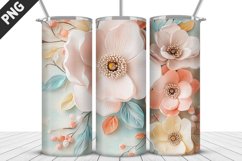 3D Flowers Tumbler Wrap | Sublimation Design | Tumble PNG Product Image 2